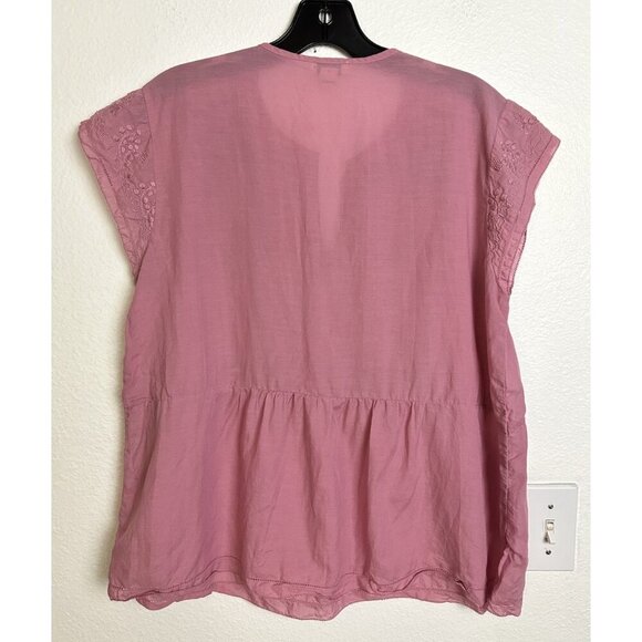 Sundance Katana Dusty Rose Top Boho Embroidered Cap Sleeve M - Picture 3 of 11